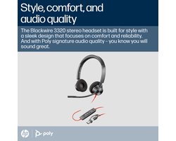 HP Poly Blackwire C3320-M – On-ear headset – Kabel – Stereo – Zwart – Met microfoon en volumeregeling
