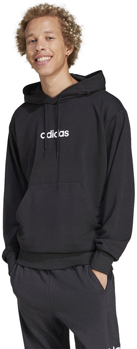 Adidas Essentials Linear French Terry Hoodie S Man Zwart