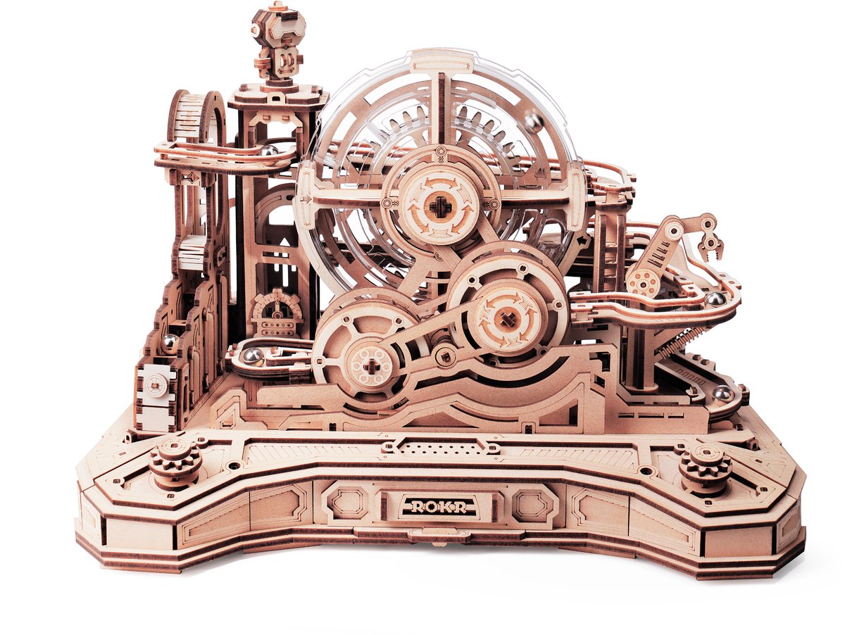 Robotime, 3D DIY Houten Modelbouwpakket Gearball Scramble, Marble Run, EGC01, 29,5x19,5x23,5cm