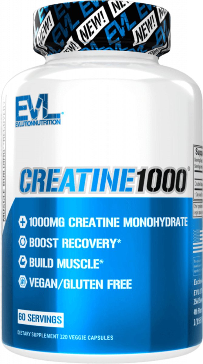 EVL Nutrition Creatine 1000 (120 caps) Unflavoured - Creatine - Creatine Monohydraat