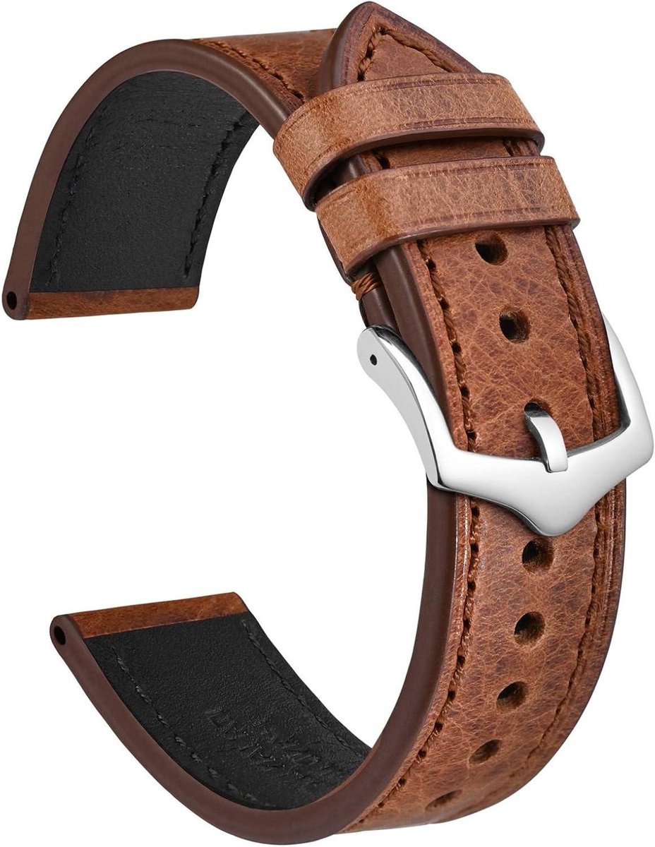 Allecto plus - Horlogebandje van leer met oliewas in 18 mm, 20 mm en 22 mm - Duurzaam en stijlvol ontwerp