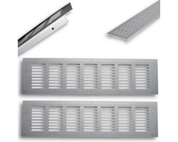 Aluminium ventilatierooster set - 20 x 8 cm - Deurventilatie per paar - 200 mm - Ideaal voor keuken, badkamer en toilet - Insectenbescherming - Contactdoos - Ventilatie opening