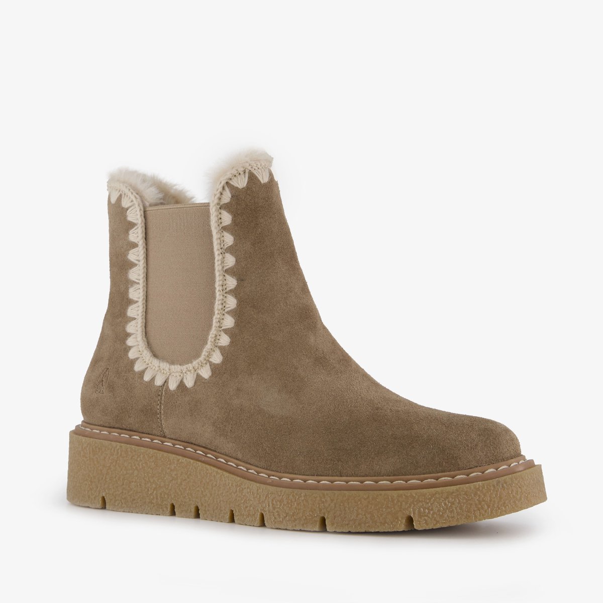 Hush Puppies gevoerde suède dames boots taupe - - Echt leer - Maat 38