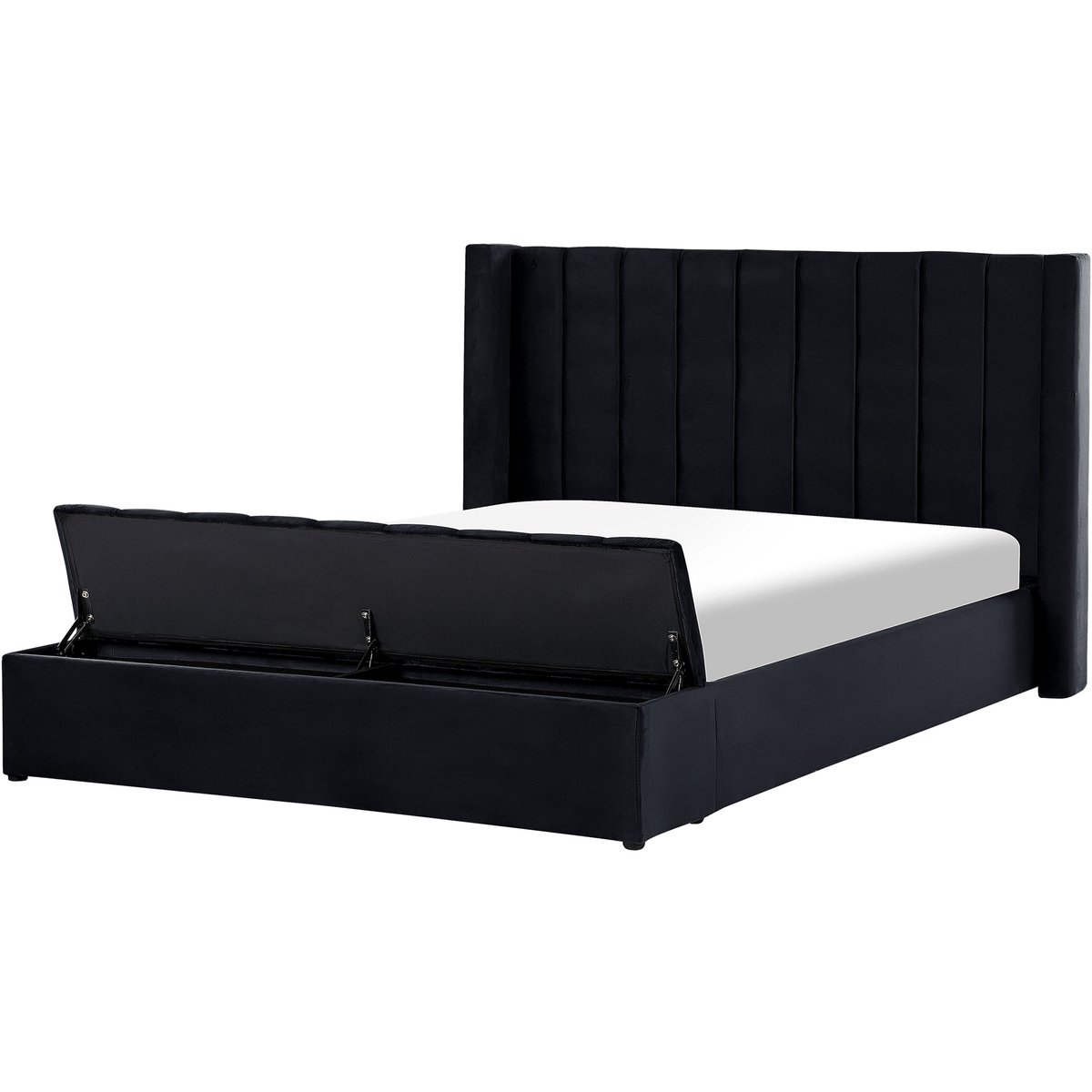 BELIANI NOYERS - Bed met opbergruimte - Zwart - 180 x 200 cm - Fluweel