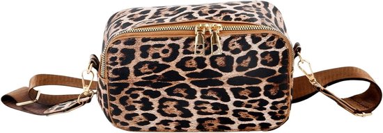 Suède Leopard Heuptas – Dames Crossbody met Studs & Goud
