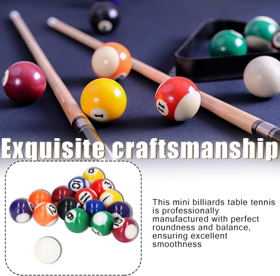 Mini Biljartbal Set met 16 Ballen voor Amerikaanse Stijl Pooltafel - Hars Ballen Accessoires van Merkloos — afbeelding 5