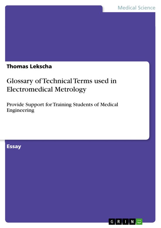 Glossary of Technical Terms Used in Electromedical Metrology - cover