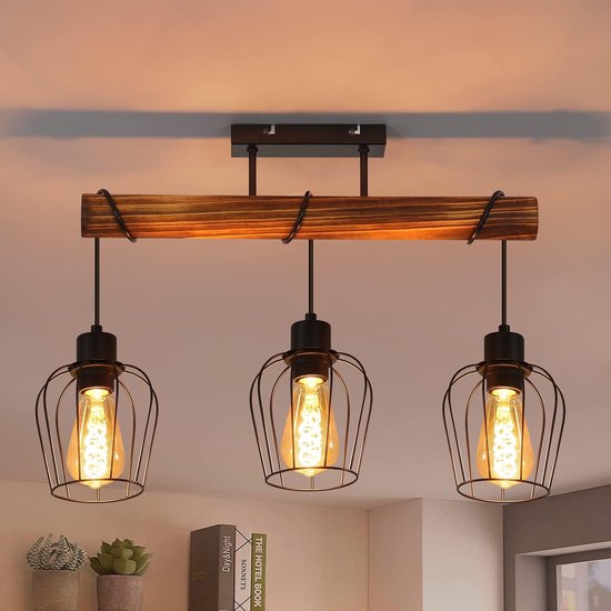 Kroonluchter Vintage 3 Hanglampen Industriële Slaapkamer E27 Plafondlamp Voor Woonkamer Zwart