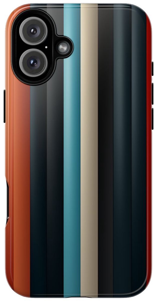 Verticale Streeppatronen in Blauw en Rood – Telefoonhoesje Geschikt voor iPhone 16 Plus