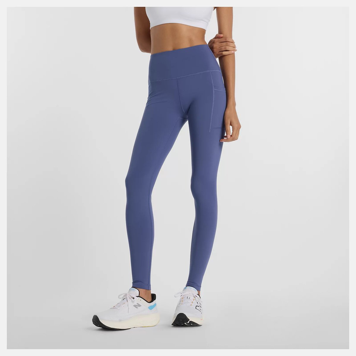 New Balance Sleep Pocket High Rise Legging Blauw