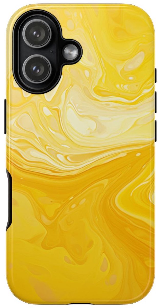 Gouden Gele Abstracte Krullen – Telefoonhoesje Geschikt voor iPhone 17