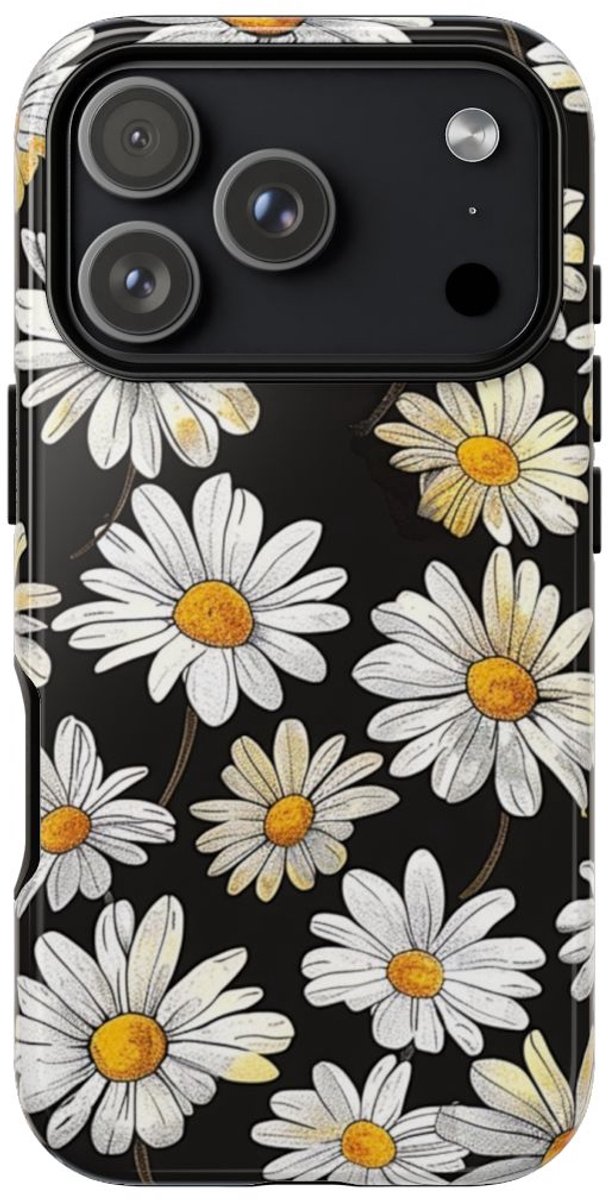 Witte Madeliefjespatroon – Telefoonhoesje Geschikt voor iPhone 17 Pro
