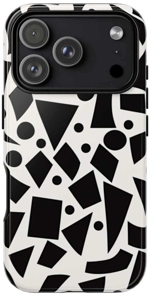 Zwart-Wit Geometrisch Abstract Patroon – Telefoonhoesje Geschikt voor iPhone 17 Pro