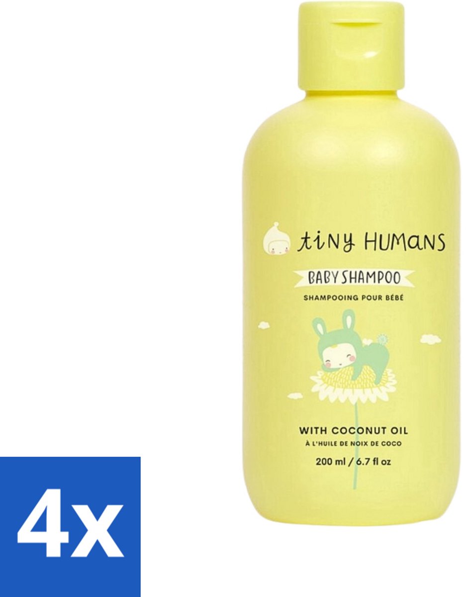 Image of 4 x Tiny Humans - Baby Shampoo - Extra Zacht & Natuurlijk - Voor Dagelijks Gebruik - 200 ml - Baby Shampoo - Babywas - Babyproducten - Natuurlijke Shampoo - Milde Shampoo
