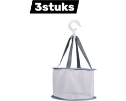 3 stuks - Droognet voor schoonheidsverzorging - Droogmand voor kleding - Mini netdroogmand - Hangende droogmand voor kleding - Opvouwbaar droognet voor stoffen - Grijs