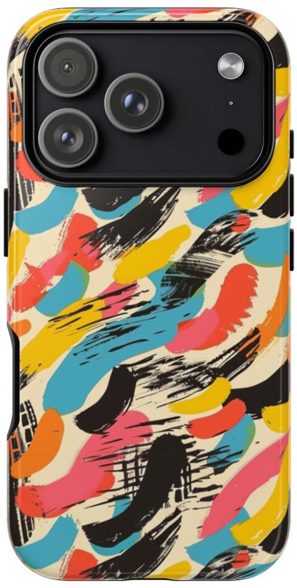 Levendig Abstract Penseelstrepenpatroon – Telefoonhoesje Geschikt voor iPhone 17 Pro