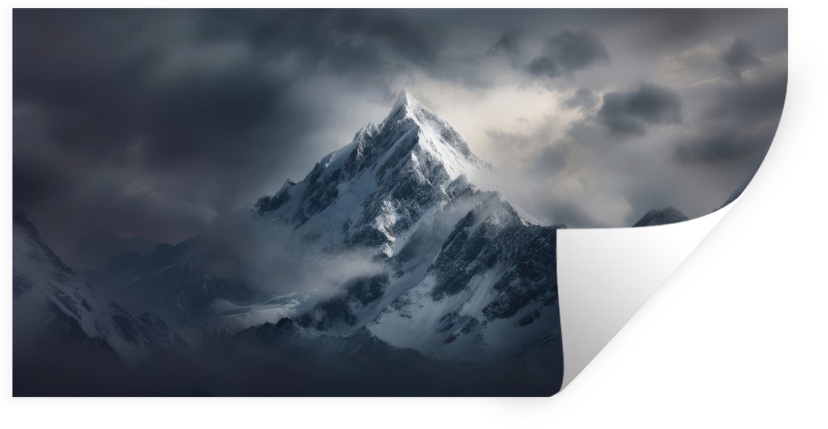 Muurstickers - Sticker Folie - Sneeuw - Berg - Wolken - 80x40 cm - Plakfolie - Muursticker