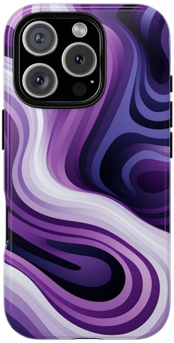 Paars Abstract Golvend Lijnenpatroon – Telefoonhoesje Geschikt voor iPhone 16 Pro