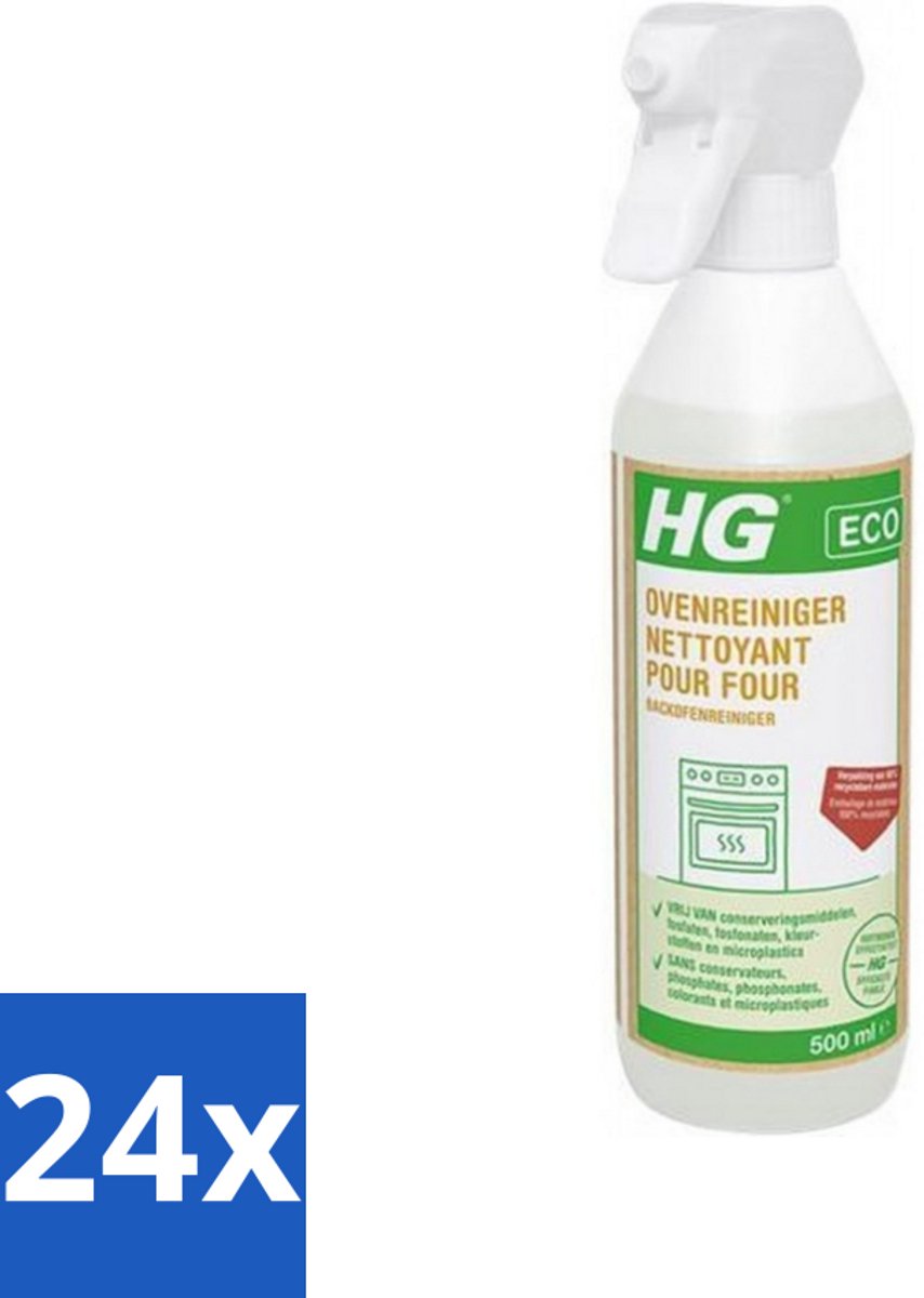 24 x HG Eco Ovenreiniger 500 ml - Ovenreiniger - Schoonmaakmiddel - Vetverwijderaar - Ecologisch - Biologisch Afbreekbaar