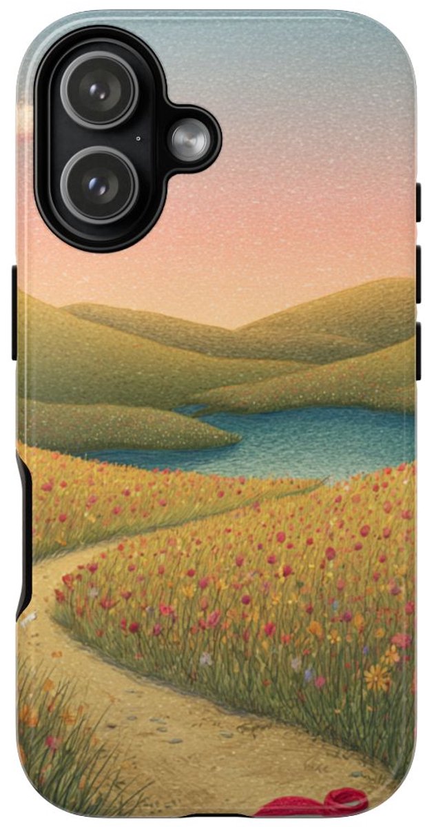 Sprookjesachtig Bloemenpad bij Meer – Telefoonhoesje Geschikt voor iPhone 17