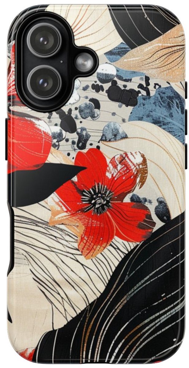 Rood Bloemen Abstract Patroon – Telefoonhoesje Geschikt voor iPhone 17