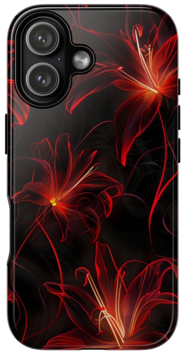 Rood Neon Spinleliepatroon – Telefoonhoesje Geschikt voor iPhone 17