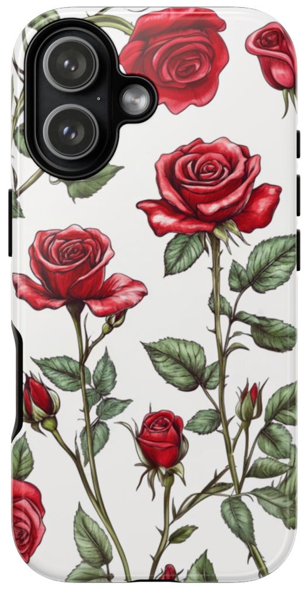 Rode Rozen Botanisch Patroon – Telefoonhoesje Geschikt voor iPhone 17