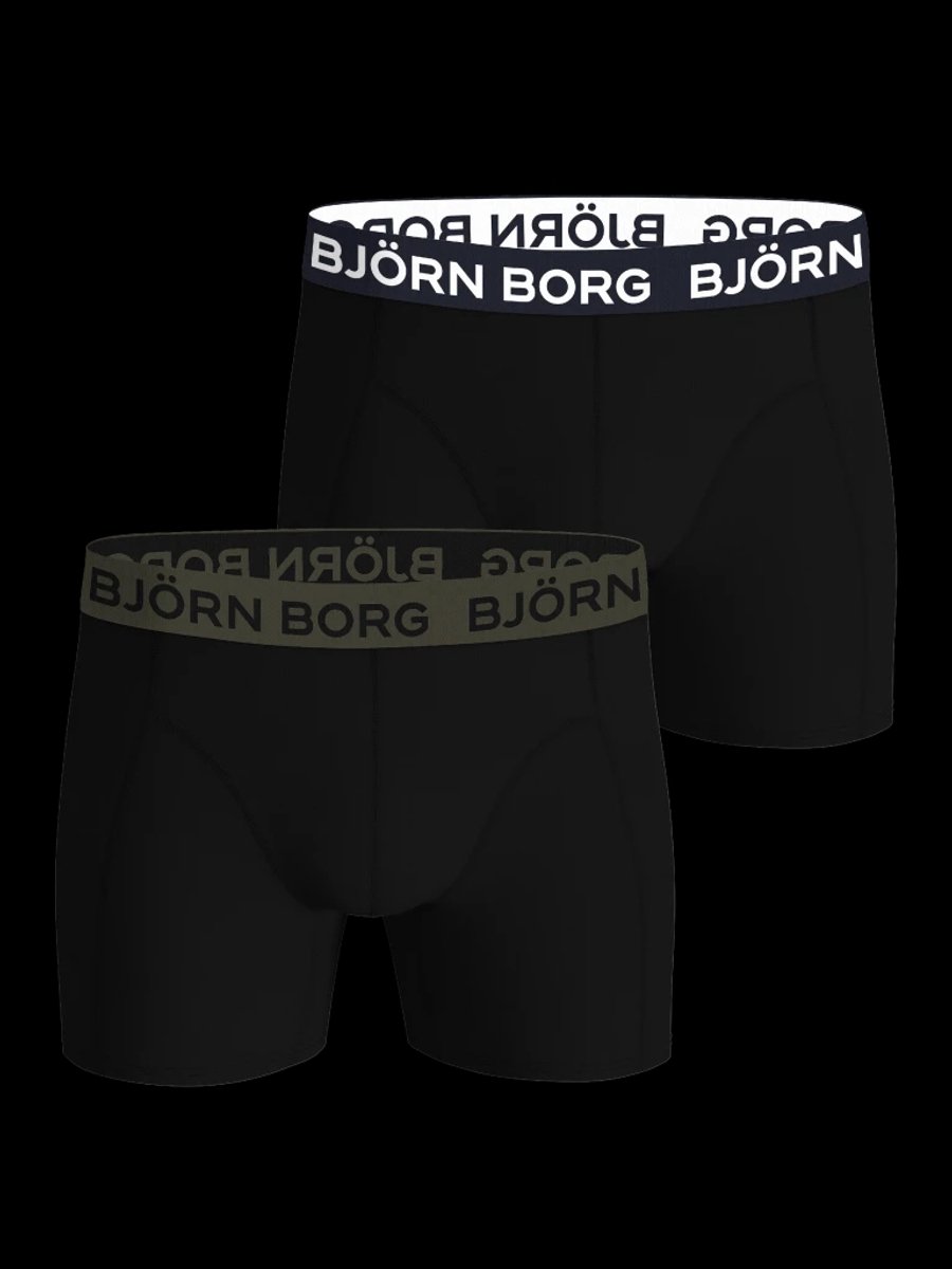 Björn Borg Cotton Stretch boxers - heren boxers normale lengte (2-pack) - zwart - zwart