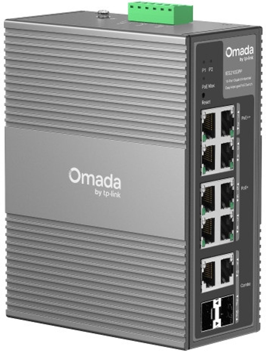 TP-Link Omada IES210GPP netwerk-switch Managed Gigabit Ethernet (10/100/1000) Power over Ethernet (PoE) DIN rail Grijs