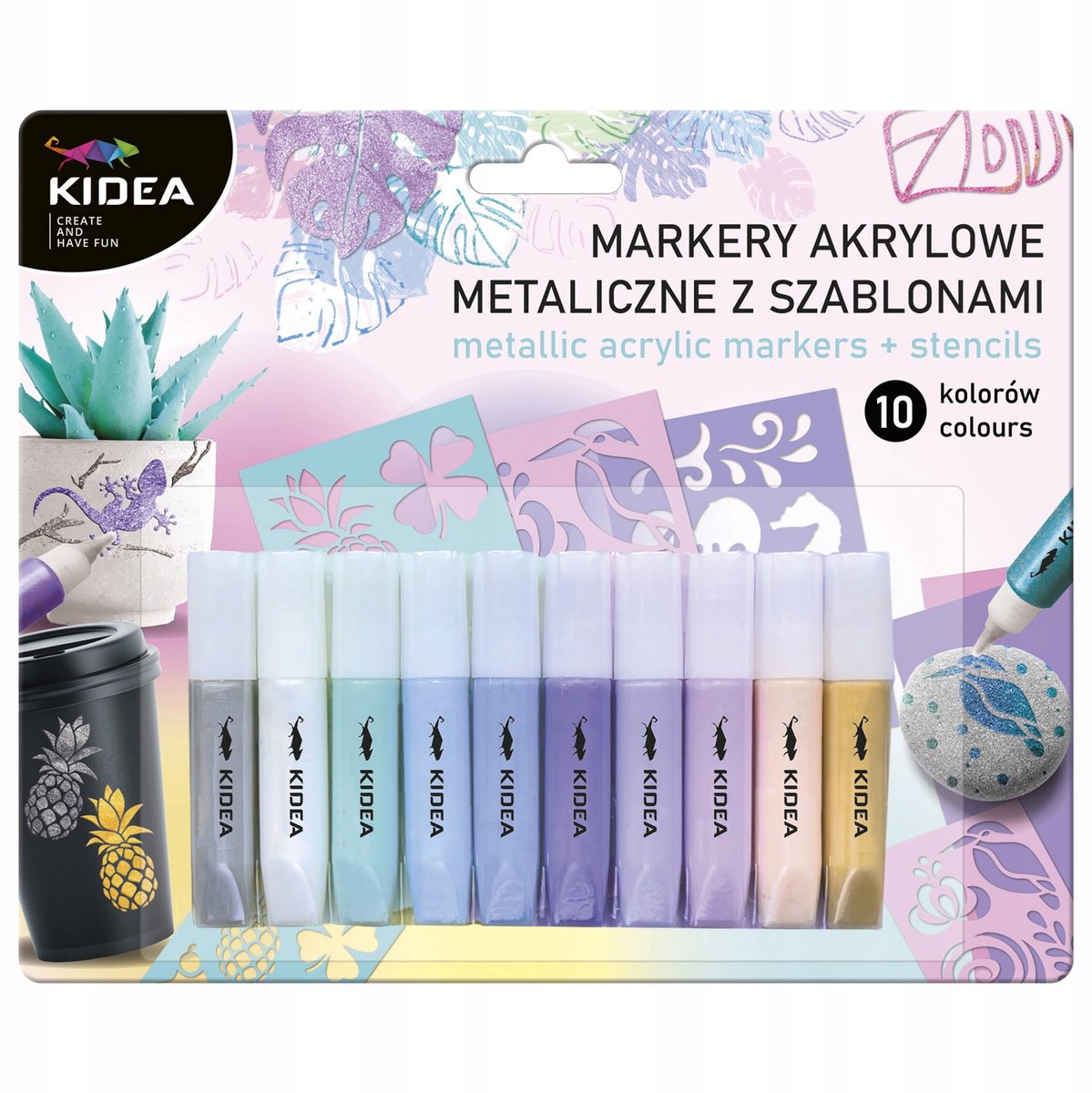 Kidea Metallic Acryl Markers Set - 10 Kleuren met Jabloon