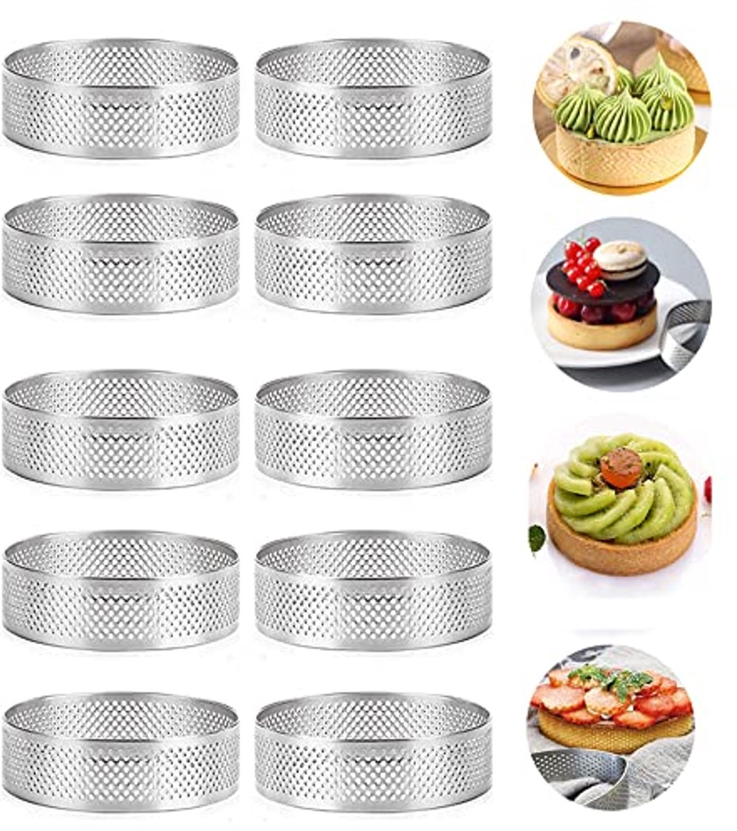 10 Stuks Cirkeltaart Ringen - Roestvrij Staal Bakvormen voor Cakes en Mousse - 7 cm