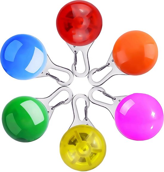 Collier lumineux Chiens - Lot de 6 LED - Lumière de sécurité clignotante - Idéal pour les promenades nocturnes - Convient aux chiens et aux chats - Piles incluses - Wit - Taille unique - Lot de 6