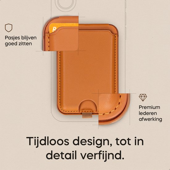 Porte-cartes QuickWallet MagSafe - Porte-cartes MagSafe - Portefeuille MagSafe - Porte-cartes magnétique - MagSafe Standard - Portefeuille MagSafe avec support - Cuir - Marron