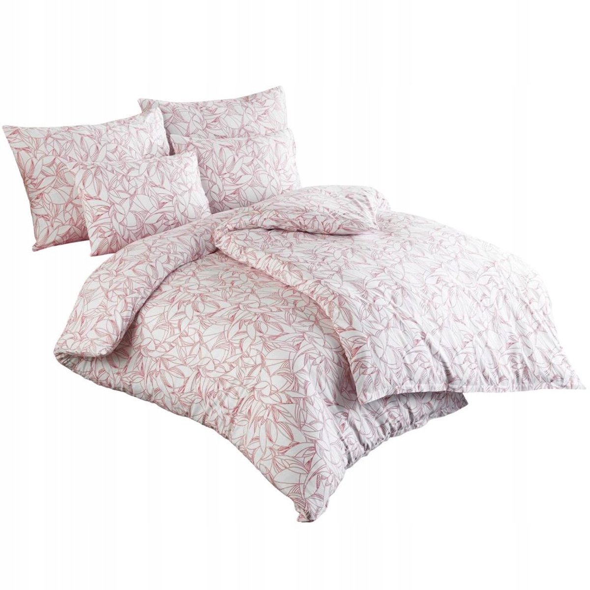 Beddengoed 160x200cm, 100% Katoen, Plantenpatroon Roze