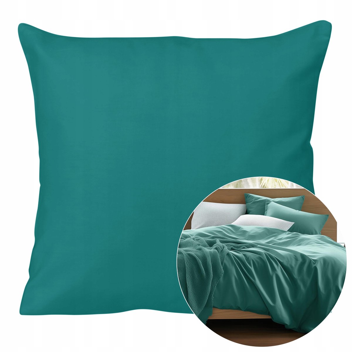 Dekorative Kussensloop 40x40cm - Katoen Satijn Donker Turquoise