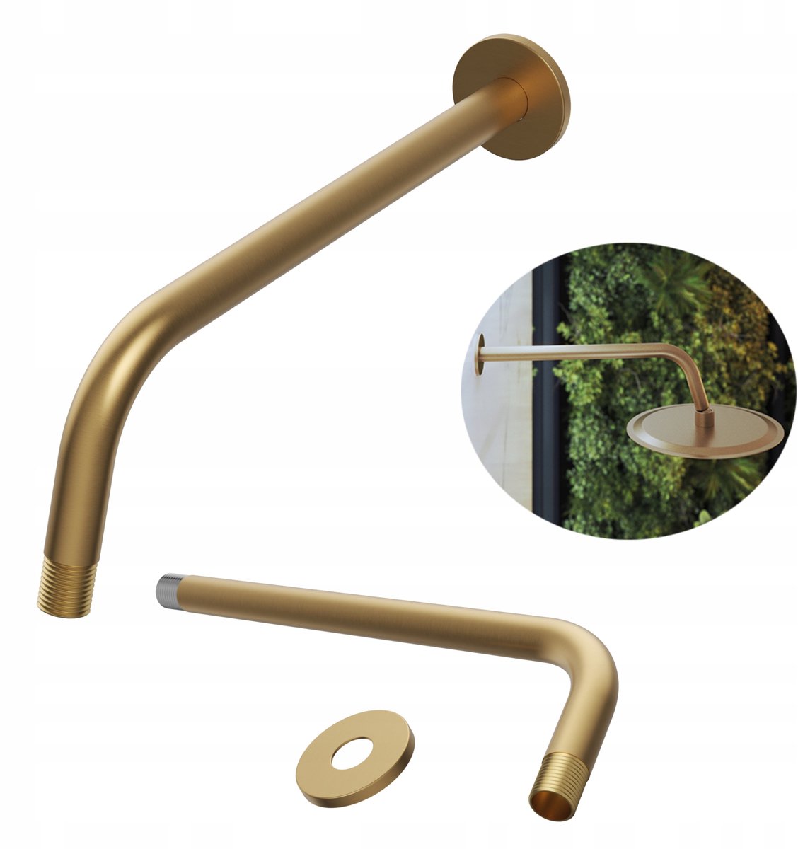Douchearm Rond Geborsteld Goud - 350mm