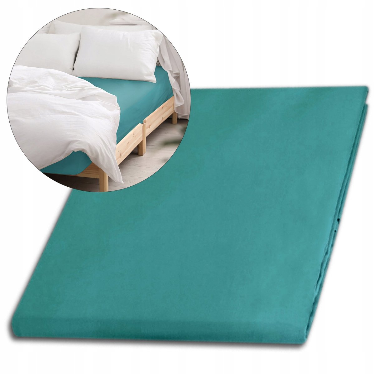 Katoenen Hoeslaken Zonder Elastiek 160x220cm Turkse Blauw