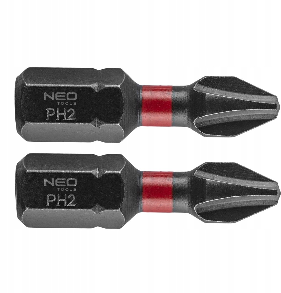 2x PH2 Slagbits 25 mm HEX 1/4" S2 Stal NEOLS