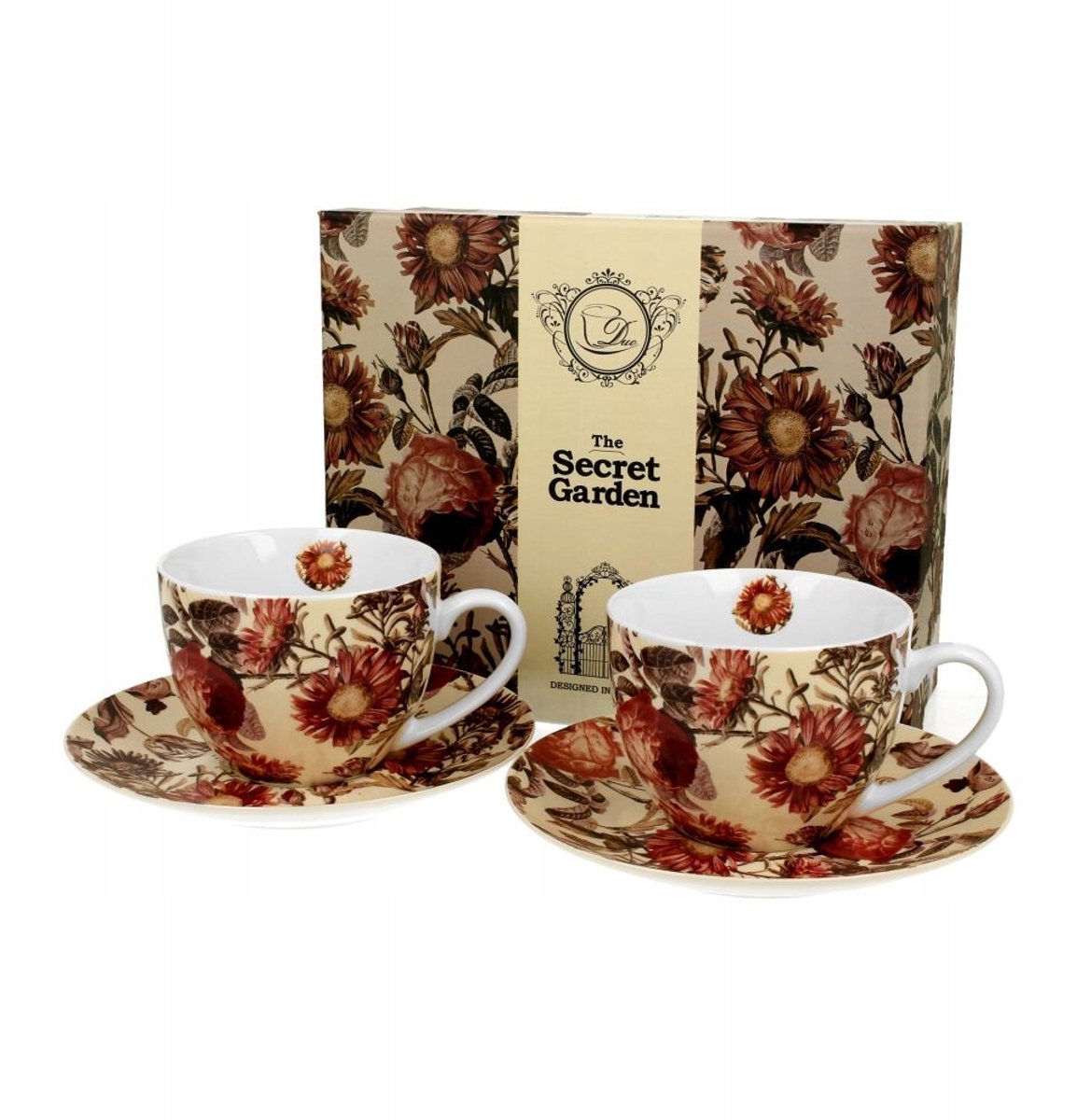 Duo Peony Porseleinen Kopjes met Schotels (Set van 2)