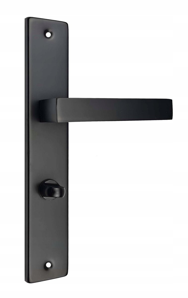 QUBIK WC Deurklink Zwart Mat met Lange Schild - 72mm