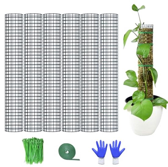 Metaal Mospaal voor Planten - 6 Stuks van 24 Inch - Stabiele Veenmos Stokken voor...