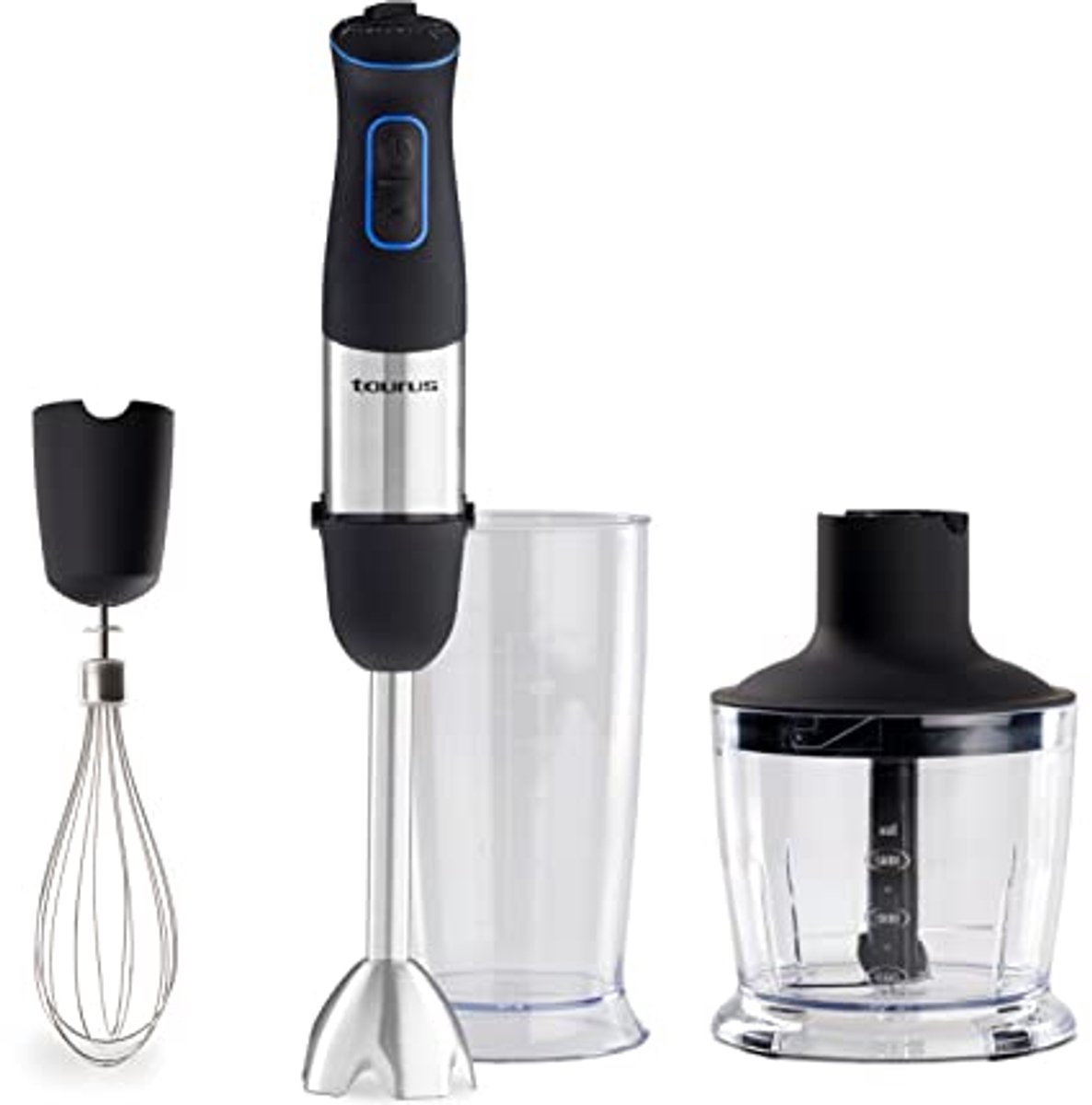 Handmixer 1000W roestvrij staal zwart met accessoires