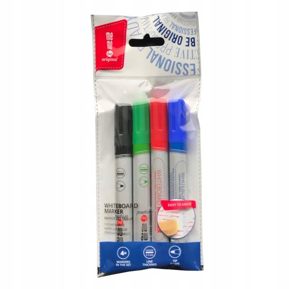 MemoBe Set van 4 droog uitwisbare markers, 2-3 mm