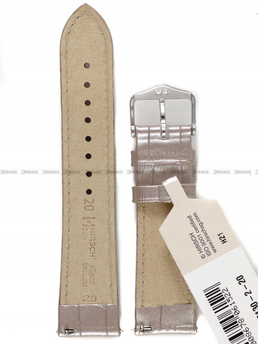 Hirsch Duke Metallic Lederen Horlogeband - Zilverkleurig - 20mm