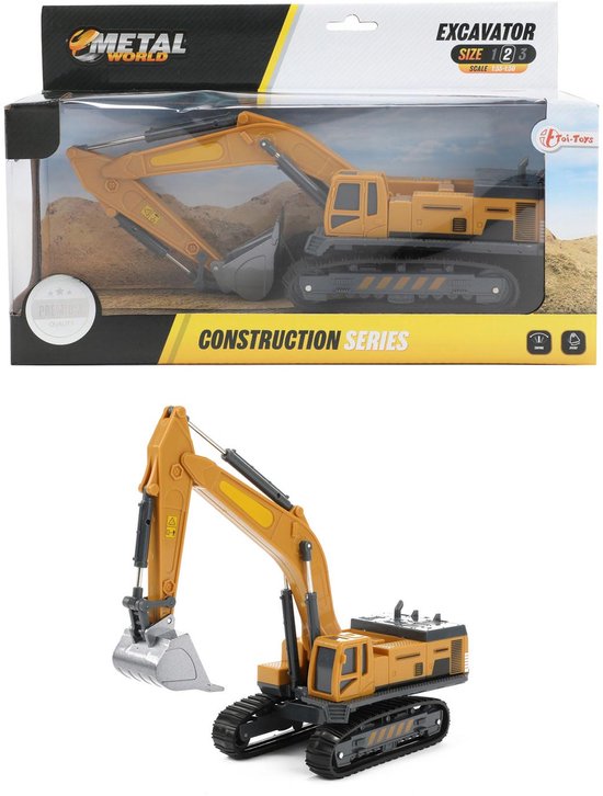 TOI-Toys Grue Métal Junior Échelle 1:55 – Acier Jaune/Noir – Jouet De Chantier