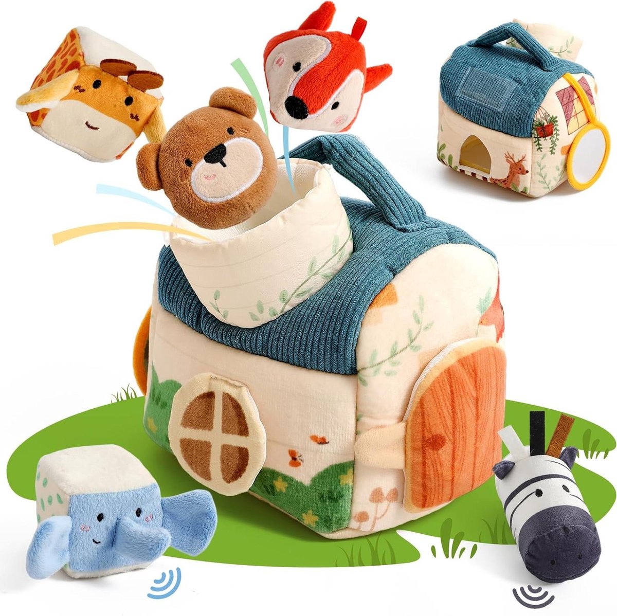 Provento - Babyspeelgoed Montessori 4 6 12 18 maanden, speelgoed dierenfiguren, sensorisch motoriekspeelgoed, leerspelletjes, knispereffecten