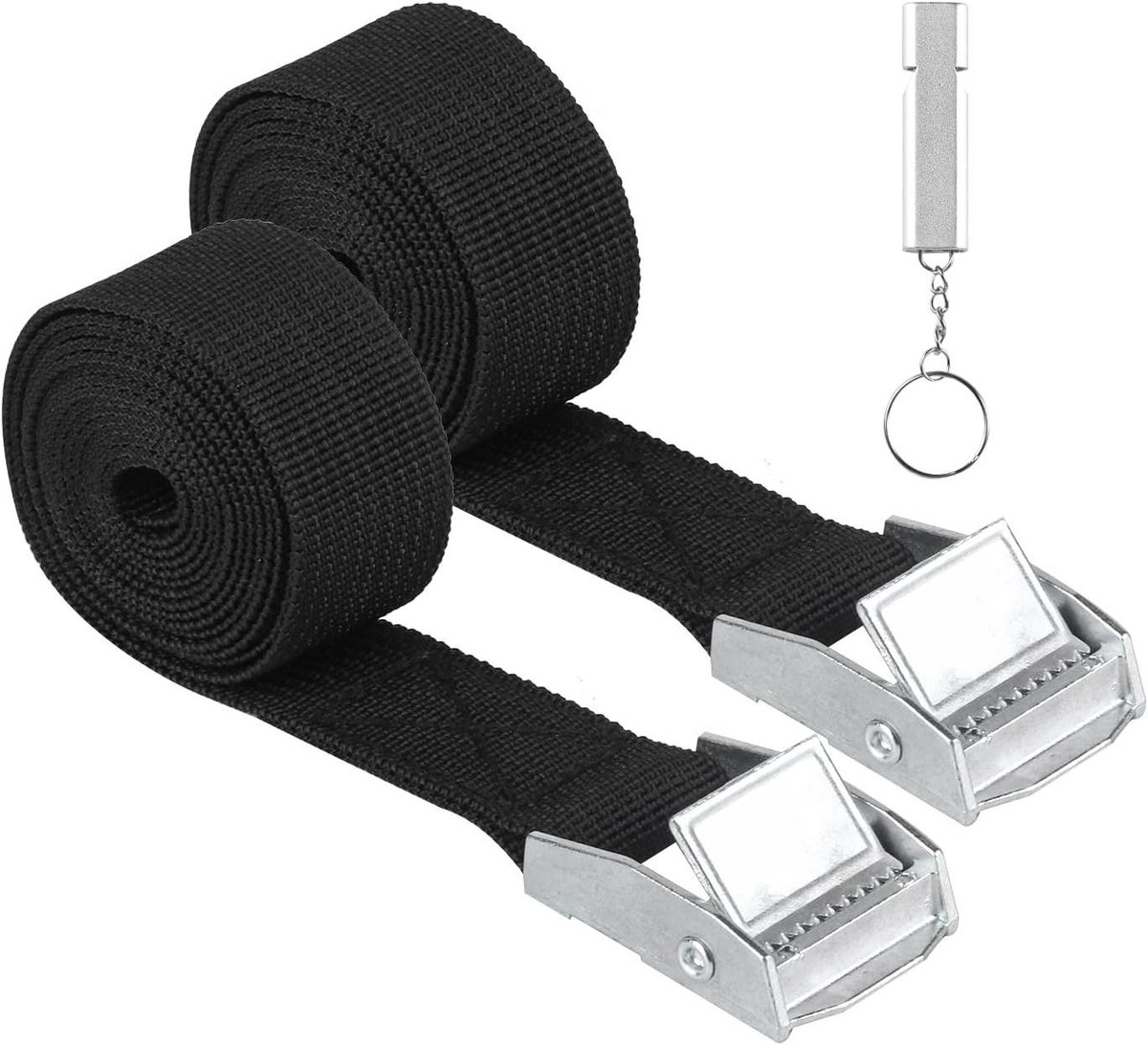 2 stuks korte sjorbanden zwart 25 mm x 3,5 m fietsendrager bevestigingsriemen met ratel voor fiets motorfiets auto bagage camping