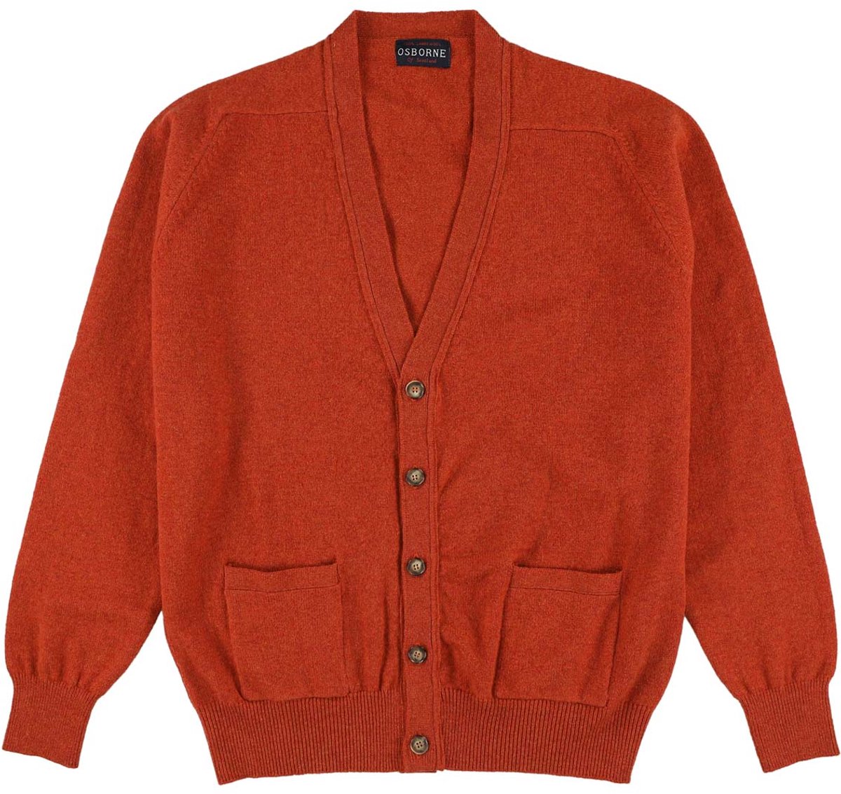 Osborne Knitwear Cardigan met knopen - Lamswol - Ember - 2XL