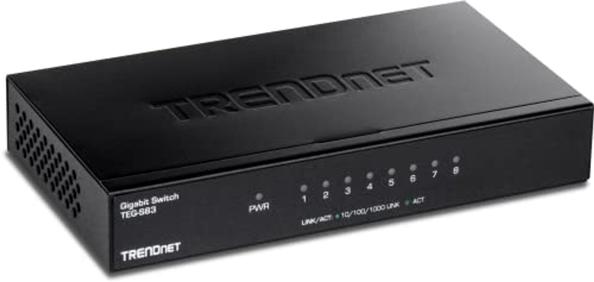 Image of 8-poorts gigabit desktopschakelaar - 16 Gbps schakelcapaciteit, ventilatorloos ontwerp, metalen behuizing, levenslange bescherming