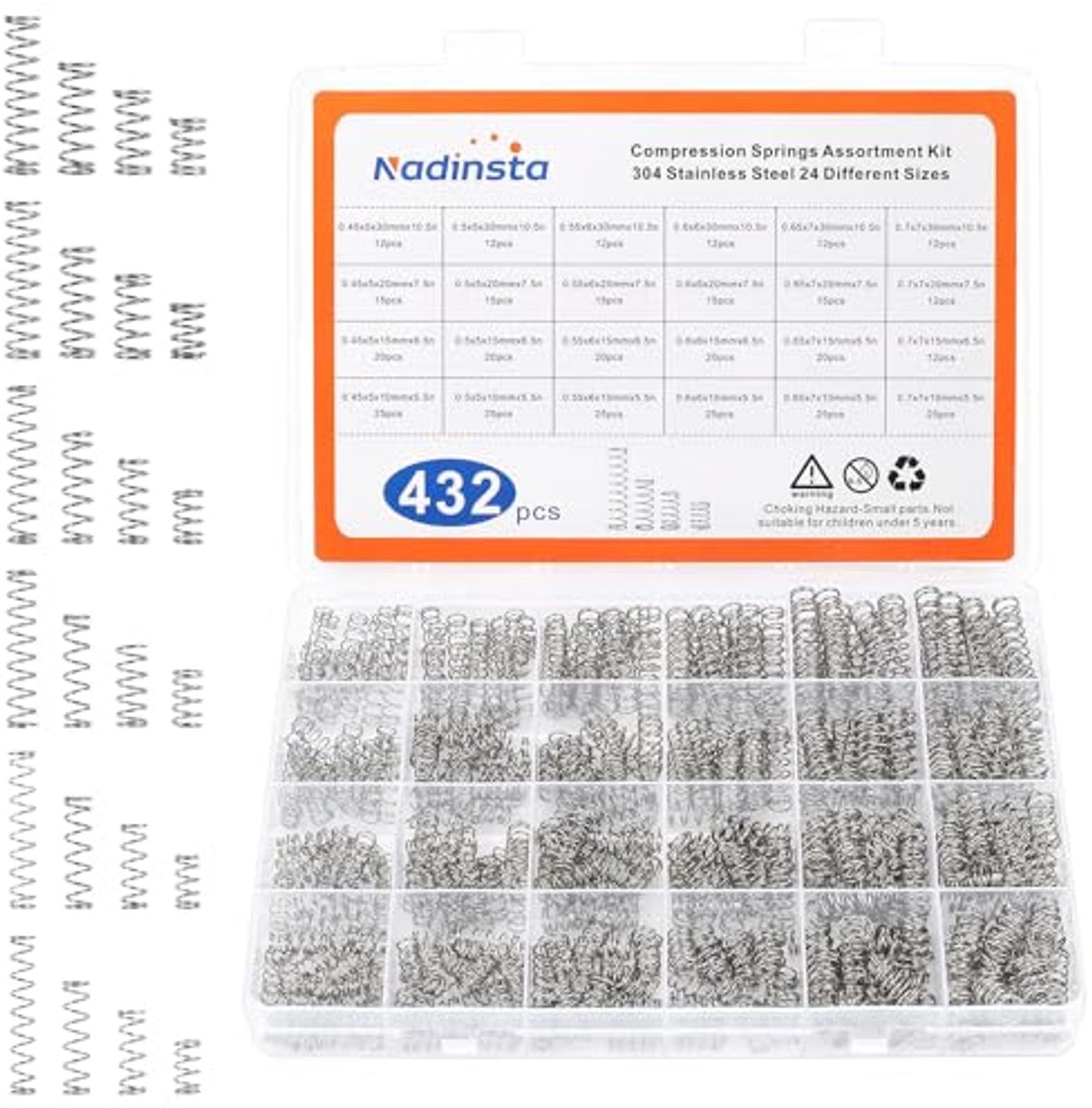 430-delige Mini Roestvrij Staal Compressie Verven Set - Assortiment van 24 Maten voor Huis Reparaties en DIY Projecten